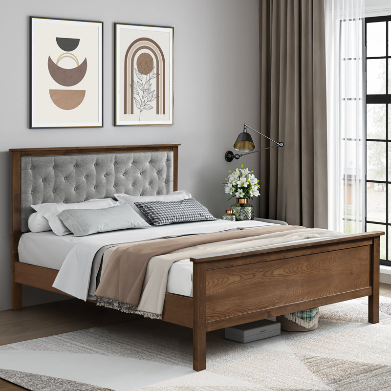 Lark Manor Crites Modern Farmhouse Gray Upholstered Queen Bed Wayfair